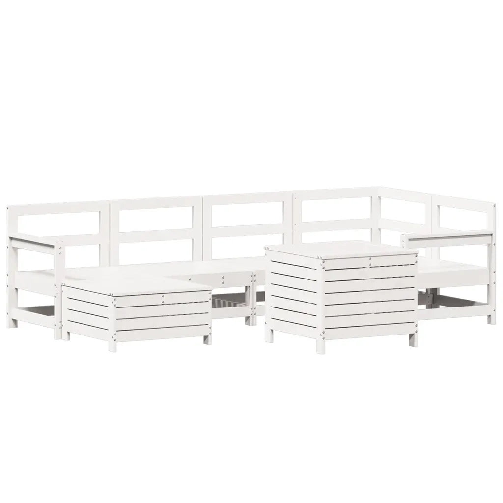 Set Divani da Giardino 7 pz Bianco in Legno Massello di Pino 3250985