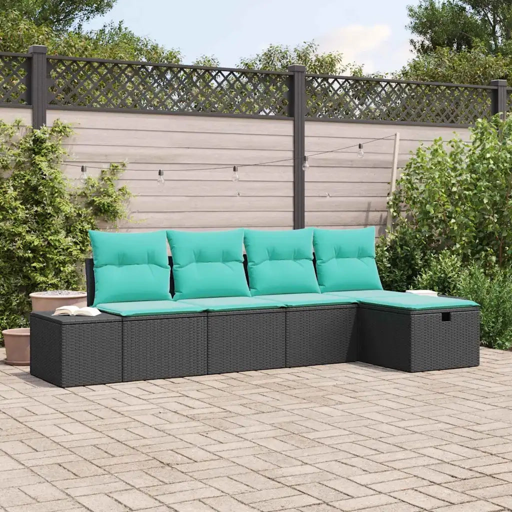 Set Divano da Giardino 5 pz Nero polyrattan 3359365