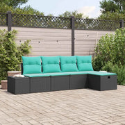 Set Divano da Giardino 5 pz Nero polyrattan 3359365