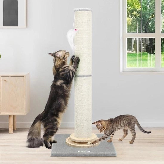 Krabbata XXL - Altezza 90 cm e 50 cm - 2-in-1 Adattabile - Con Giocattoli per Gatti - Krabbata in Legno - Braccioli Stabili per Krab - Sisal - Per Gatti Grandi