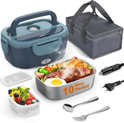 Thermo lunchbox elettrica, 80W con borsa, forchetta e cucchiaio in acciaio inossidabile e contenitore alimentare da 1,5L, 12V 24V 110~230V, impermeabile, thermo lunchbox elettrica per auto, camion, ufficio