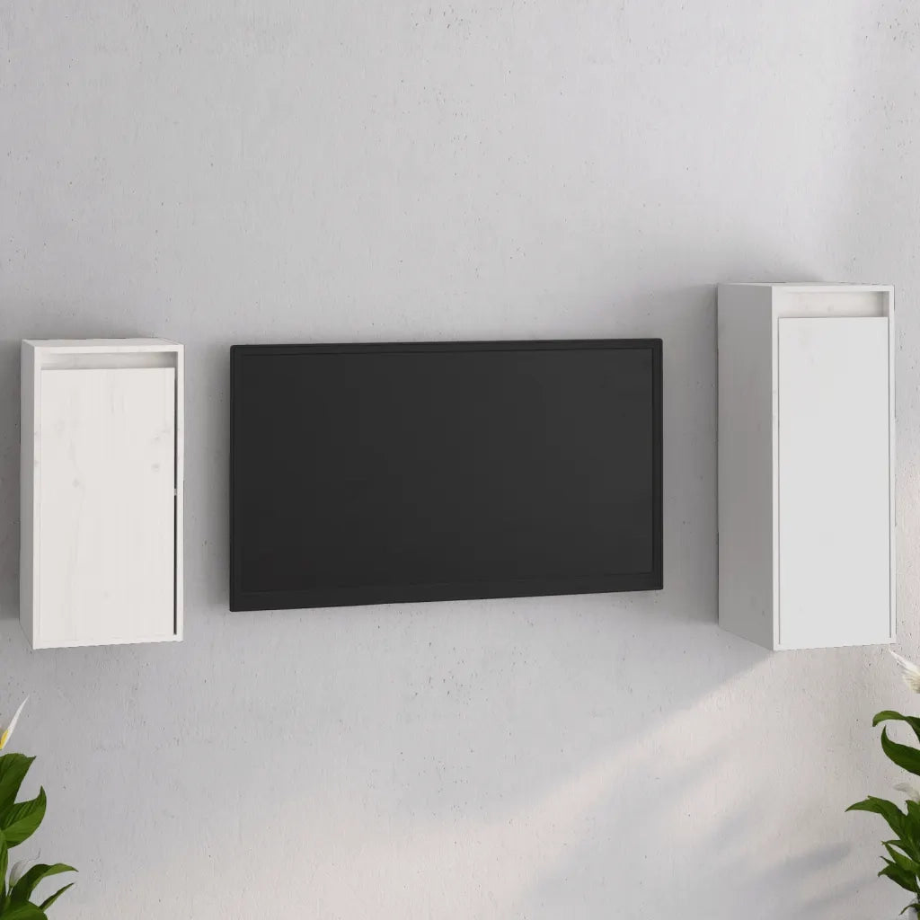 Mobili Porta TV 2 pz Bianchi in Legno Massello di Pino cod mxl 18736