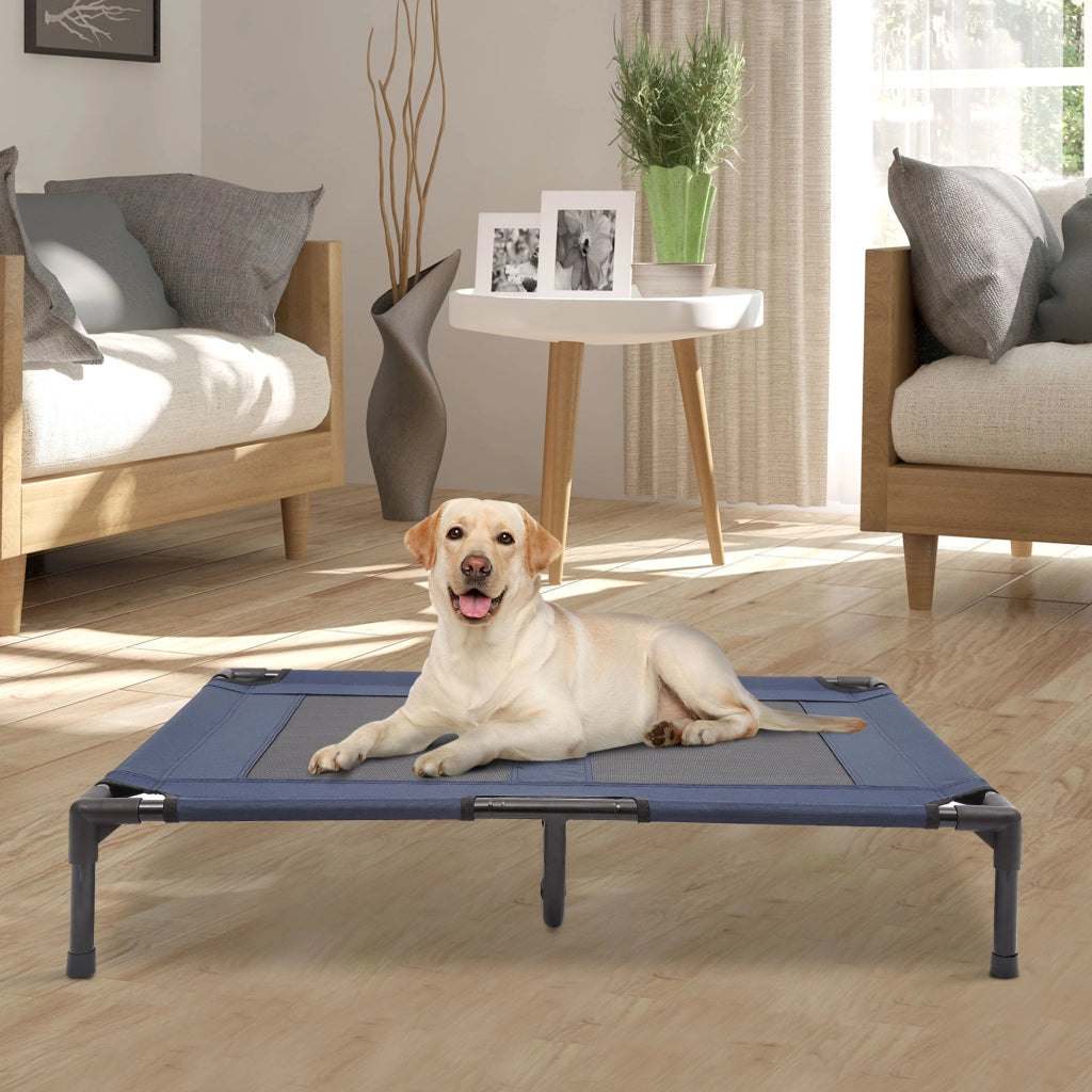 Lettino Rialzato per Cani ¨C Xylo ¨C Tessuto Rete 600D Blu 91.5x76.2x18cm