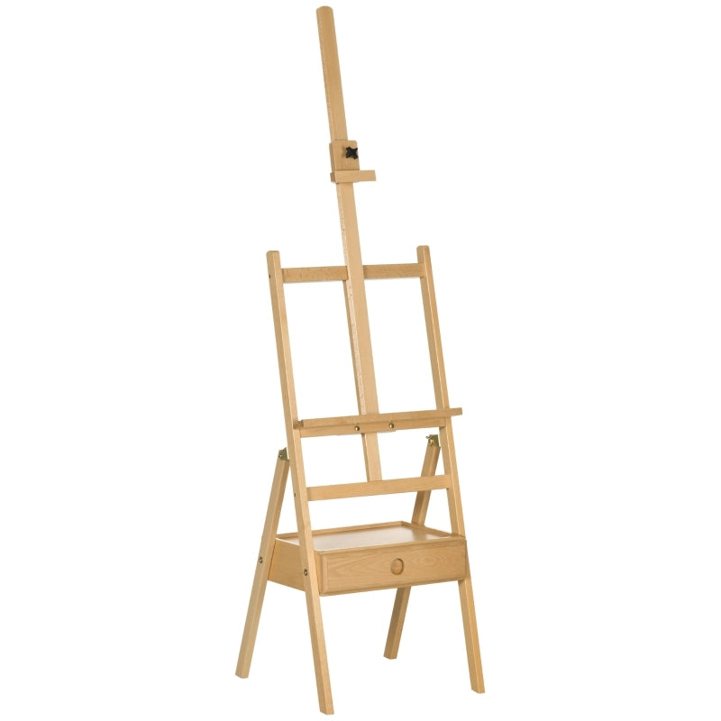 Cavalletto da pittura in legno regolabile con cassetto e struttura pieghevole