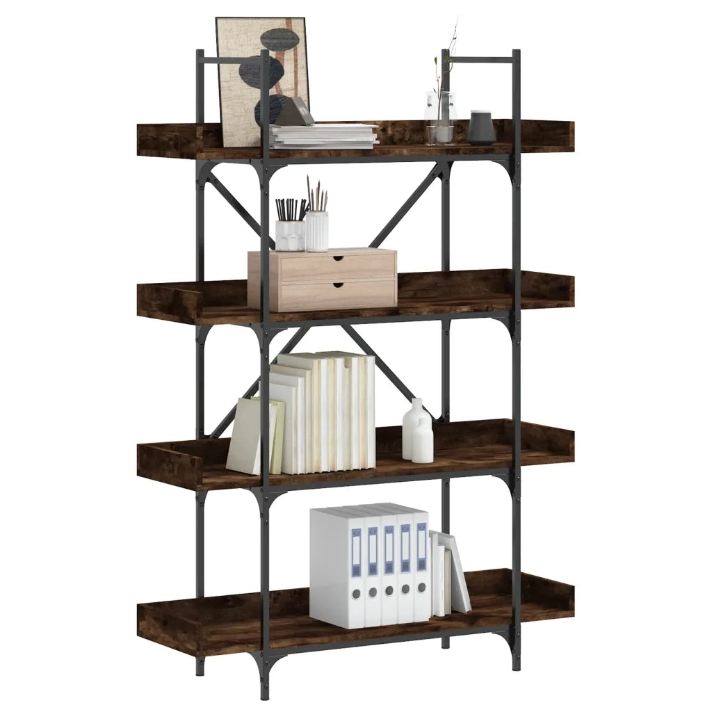 Libreria 4 Ripiani Rovere Fumo 100x33x145,5cm Legno Multistratocod mxl 86408