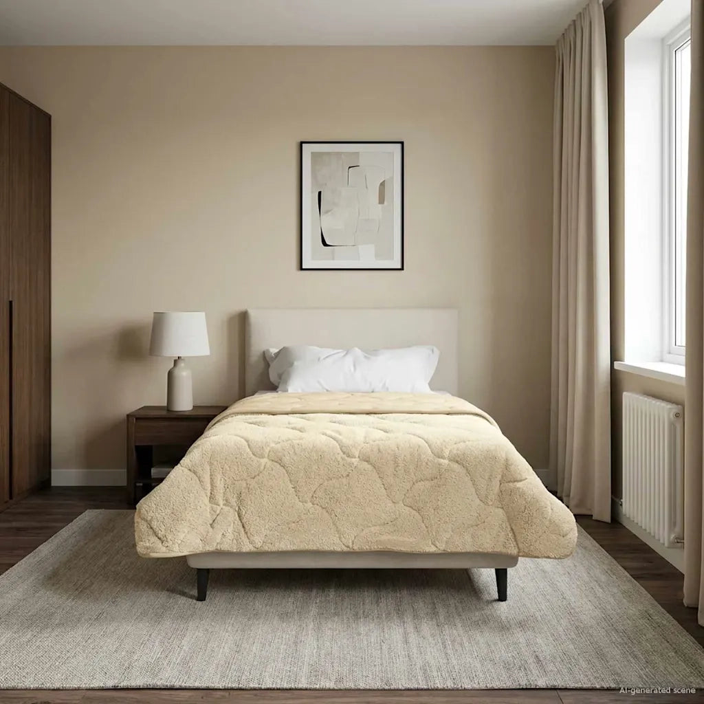 Duvet Invernale Crema 135 x 220 cm Microfibra e Fleece Teddy 42026366