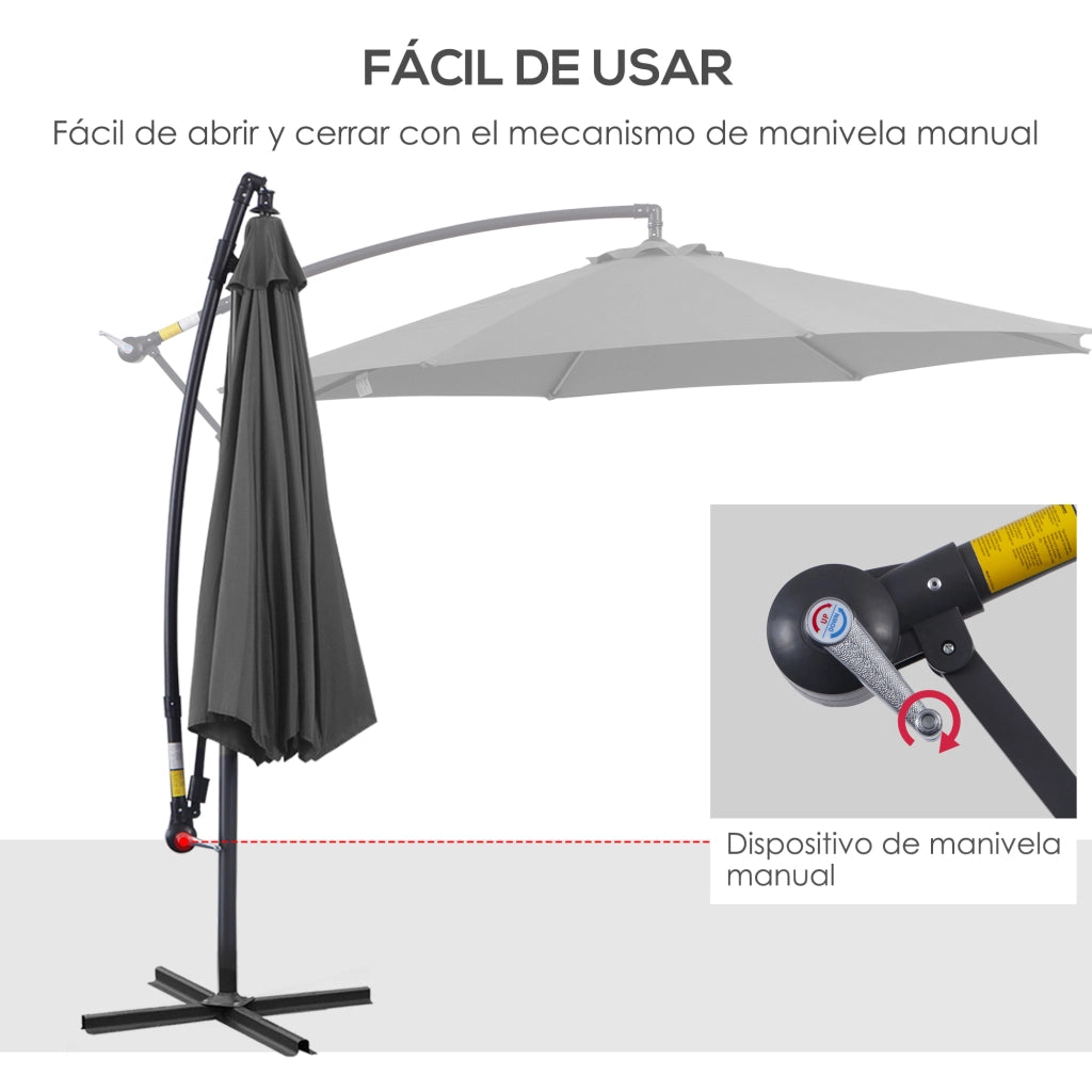 Parasole da Giardino 295 cm Grigio Inclinabile ¨C zephmum ¨C Acciaio