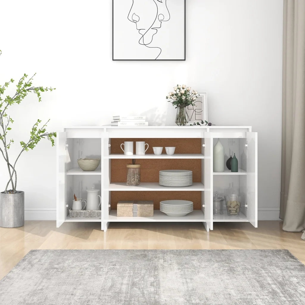Credenza Bianco Lucido 135x41x75 cm in Truciolato 809599