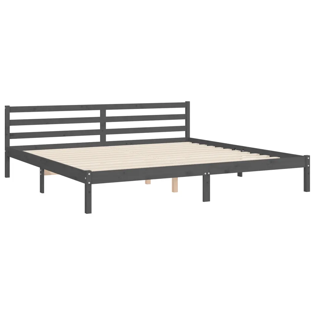 Giroletto con Testiera-Struttura Letto con testiera Grigio 200x200 cm in Legno Massello 892364