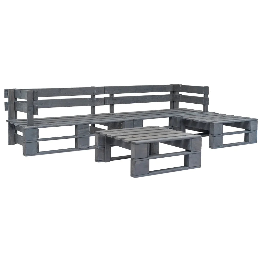 Set Divani da Giardino con Pallet 4 pz in Legno Grigio cod mxl 49887