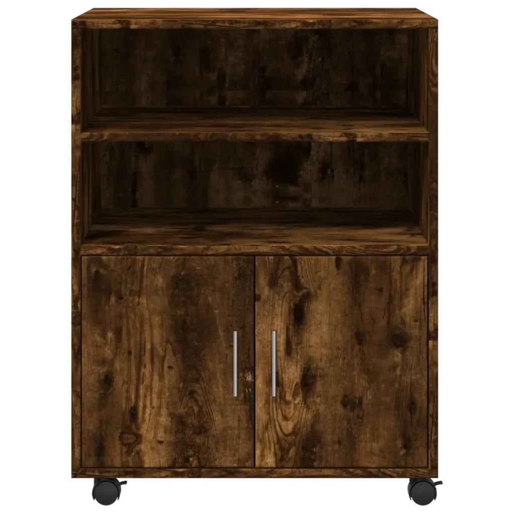 Armadietto con Ruote Rovere Fumo 60x48x81 cm in Truciolato