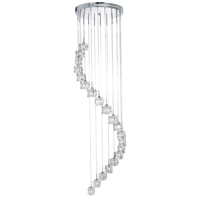 Lampadario Classico Ice Cube Acciaio Cromo Vetro Trasparente Led 3,2W 3000K