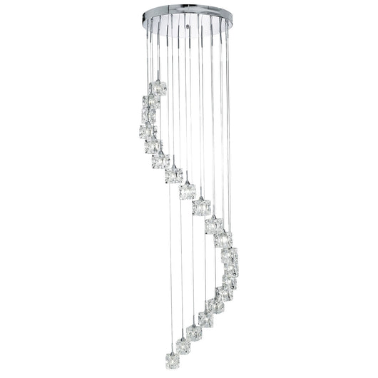 Lampadario Classico Ice Cube Acciaio Cromo Vetro Trasparente Led 3,2W 3000K