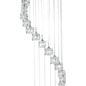 Lampadario Classico Ice Cube Acciaio Cromo Vetro Trasparente Led 3,2W 3000K