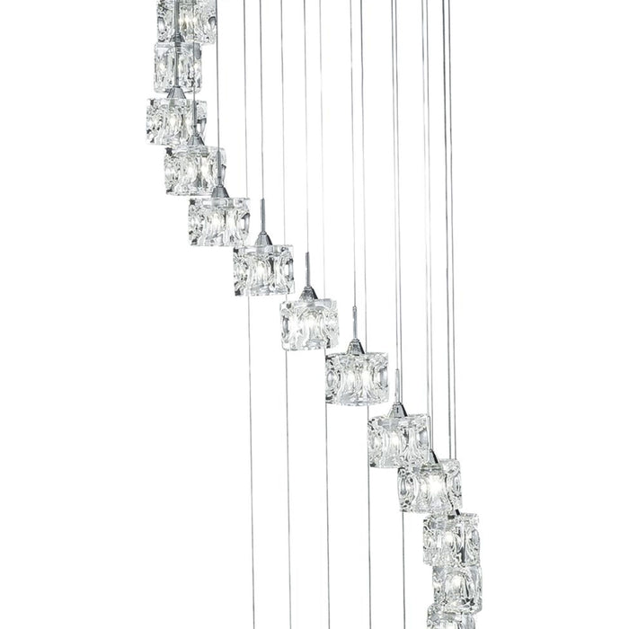 Lampadario Classico Ice Cube Acciaio Cromo Vetro Trasparente Led 3,2W 3000K