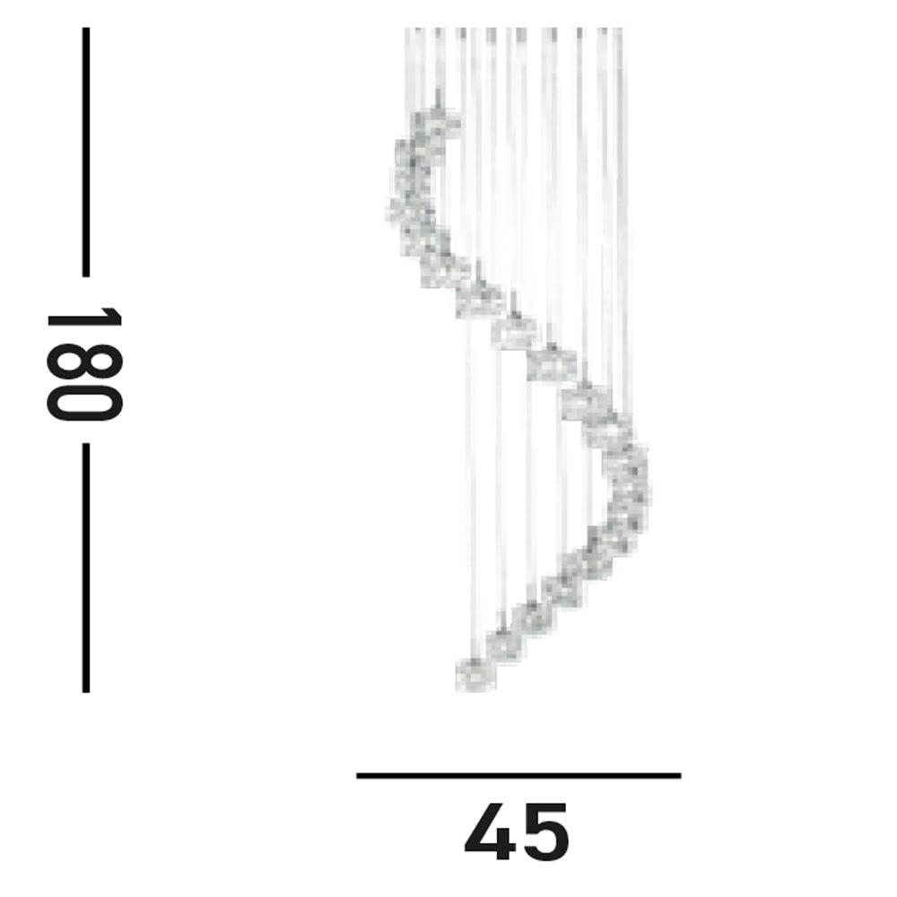 Lampadario Classico Ice Cube Acciaio Cromo Vetro Trasparente Led 3,2W 3000K
