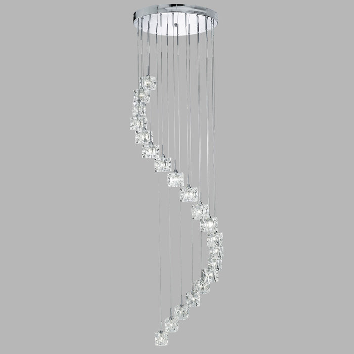 Lampadario Classico Ice Cube Acciaio Cromo Vetro Trasparente Led 3,2W 3000K