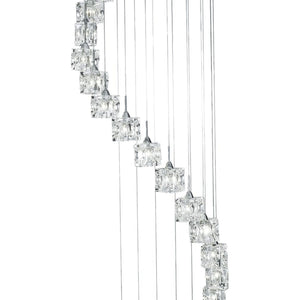 Lampadario Classico Ice Cube Acciaio Cromo Vetro Trasparente Led 3,2W 3000K