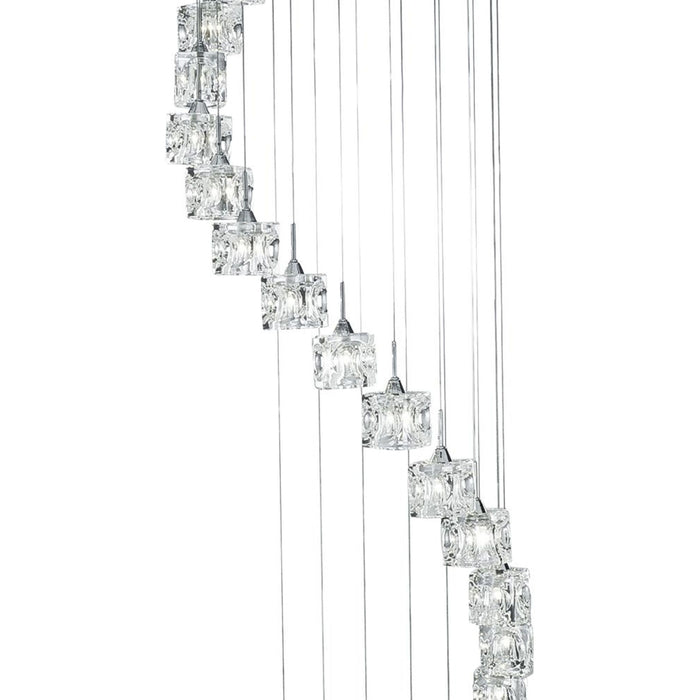 Lampadario Classico Ice Cube Acciaio Cromo Vetro Trasparente Led 3,2W 3000K