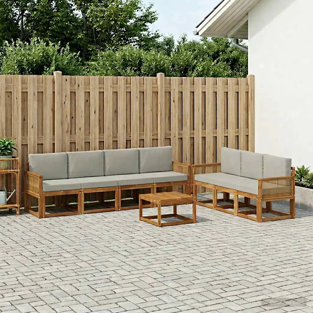 Set di divani da esterno 8 pcs Naturale e Grigio Chiaro 3385057