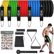 Set di 5 cinture elastiche per allenamento di forza - diverse resistenze - cintura singola e anello porta - fitness pilates con cintura di resistenza - 10 a 150 lbs