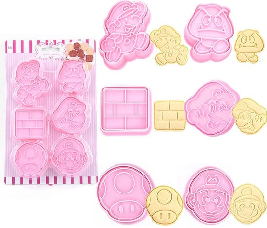 Set di 6 stampi per biscotti in forma di biscotto per bambini Stampa di plastica riutilizzabile per biscotti e pane Decorazione per torte Festa per bambini DIY Cottura
