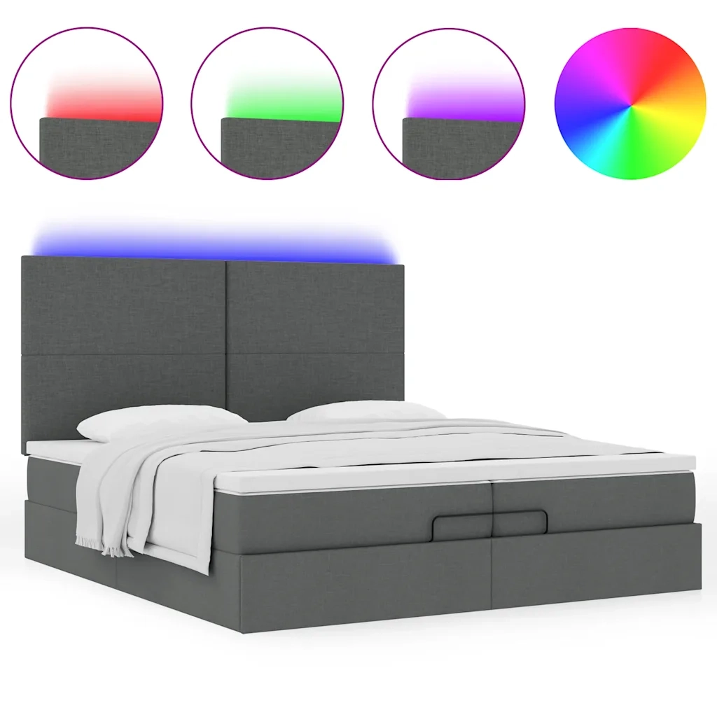 Struttura Letto Pouf con Materassi 200x200 cm in Tessuto 3313949