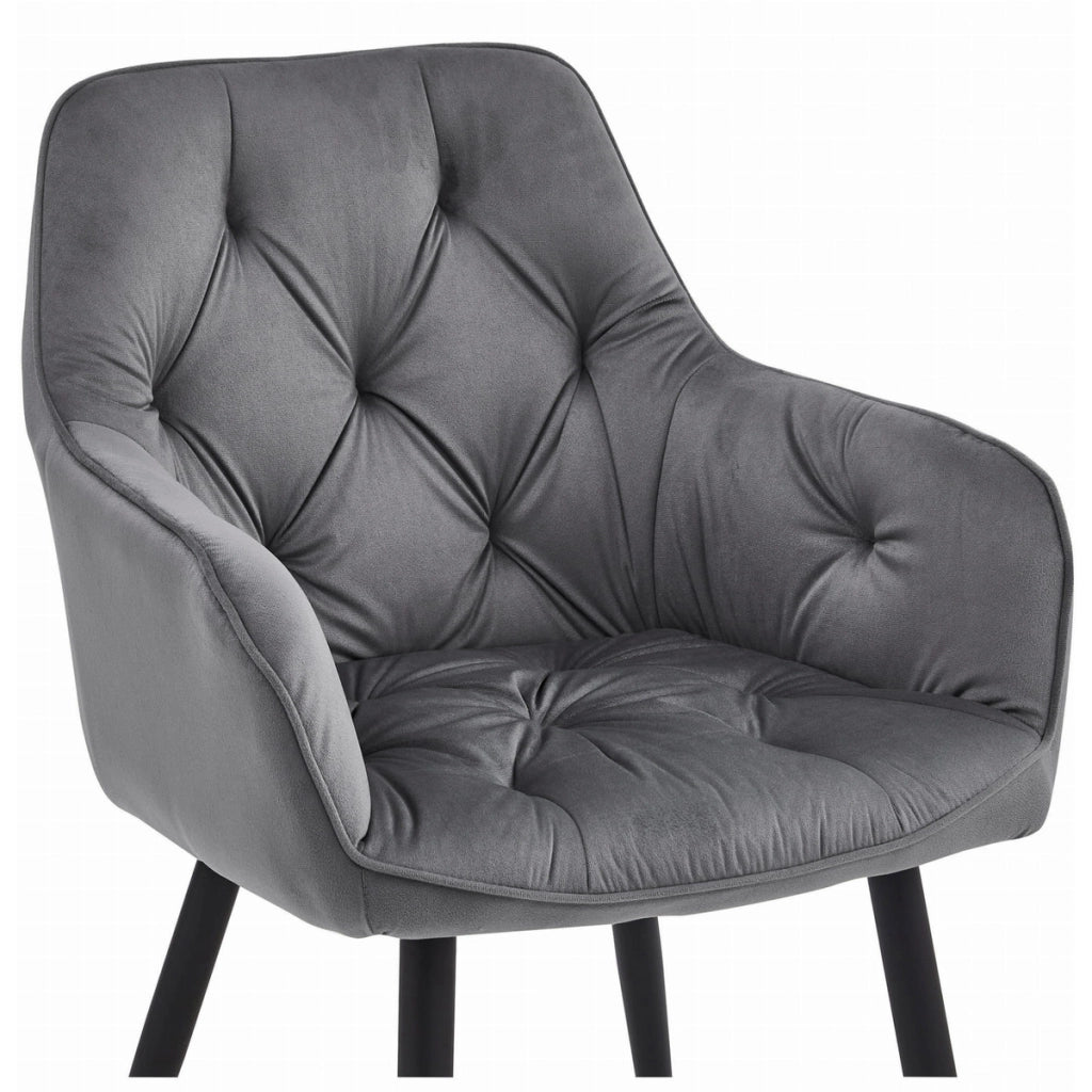 Sedia poltroncina Jork in velluto grigio scuro e metallo