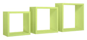 Set 3 Mensole da Parete Cubo in Fibra di Legno Incubo Verde