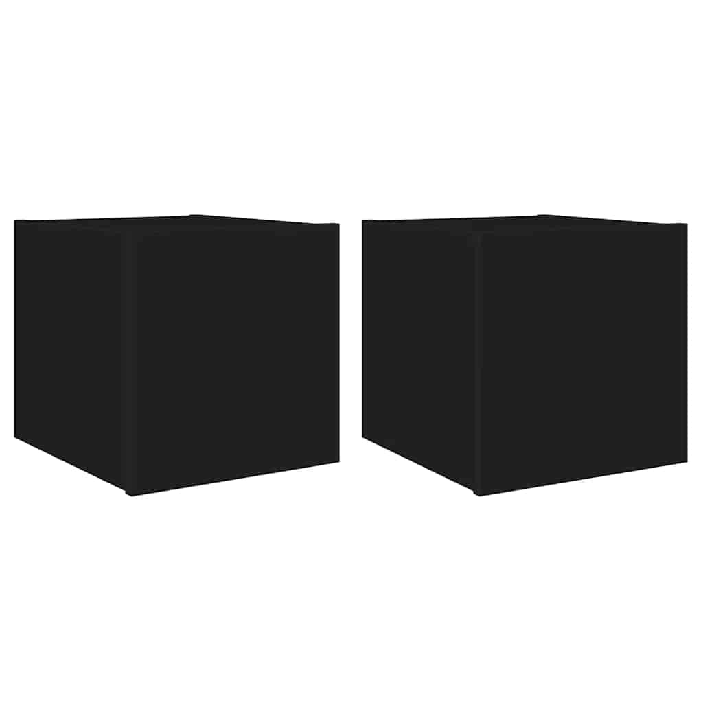 Mobili TV a Parete con Luci LED 2pz Neri 30,5x35x30 cmcod mxl 86190