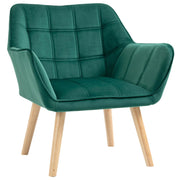 Poltroncina Imbottita 64x62x72,5 cm in Tessuto Effetto Velluto Verde