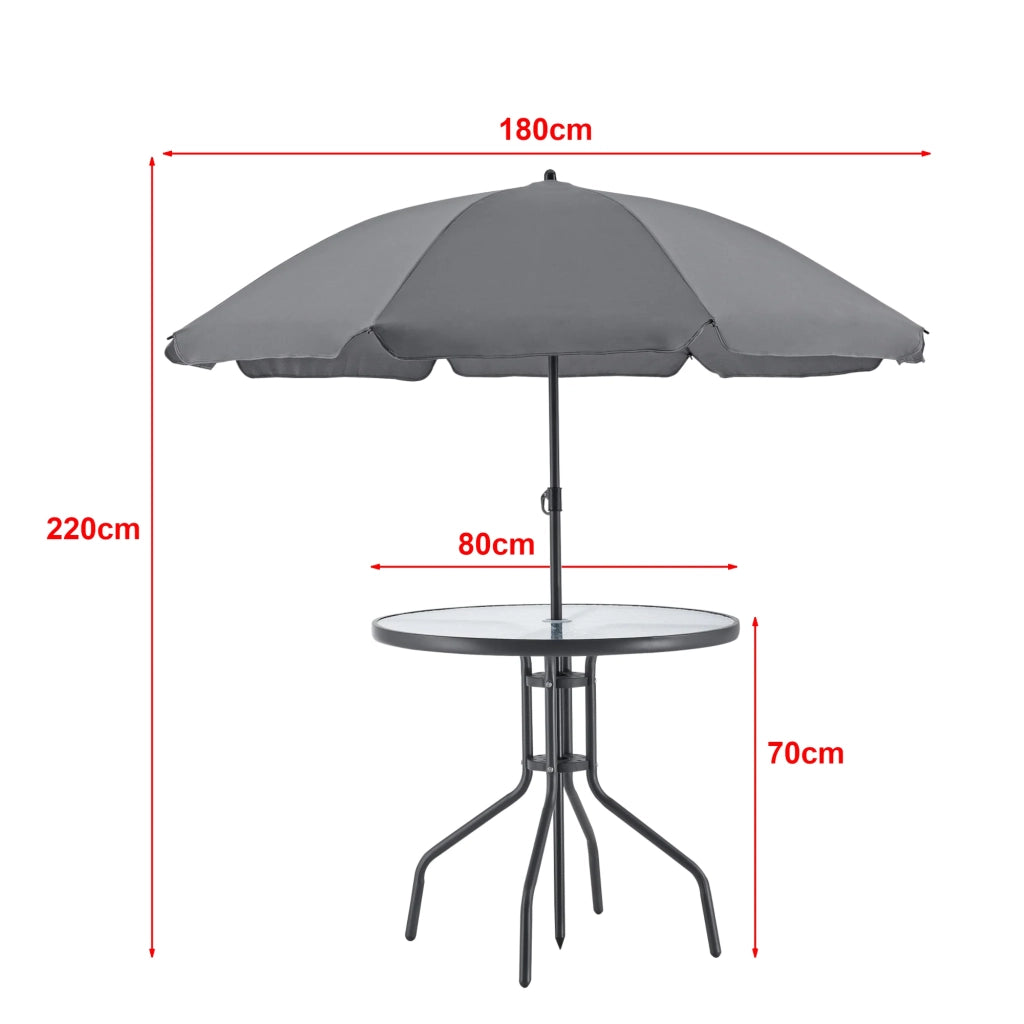 Set di mobili da giardino a 4 posti con ombrellone in vetro nero e grigio scuro 03_0008239