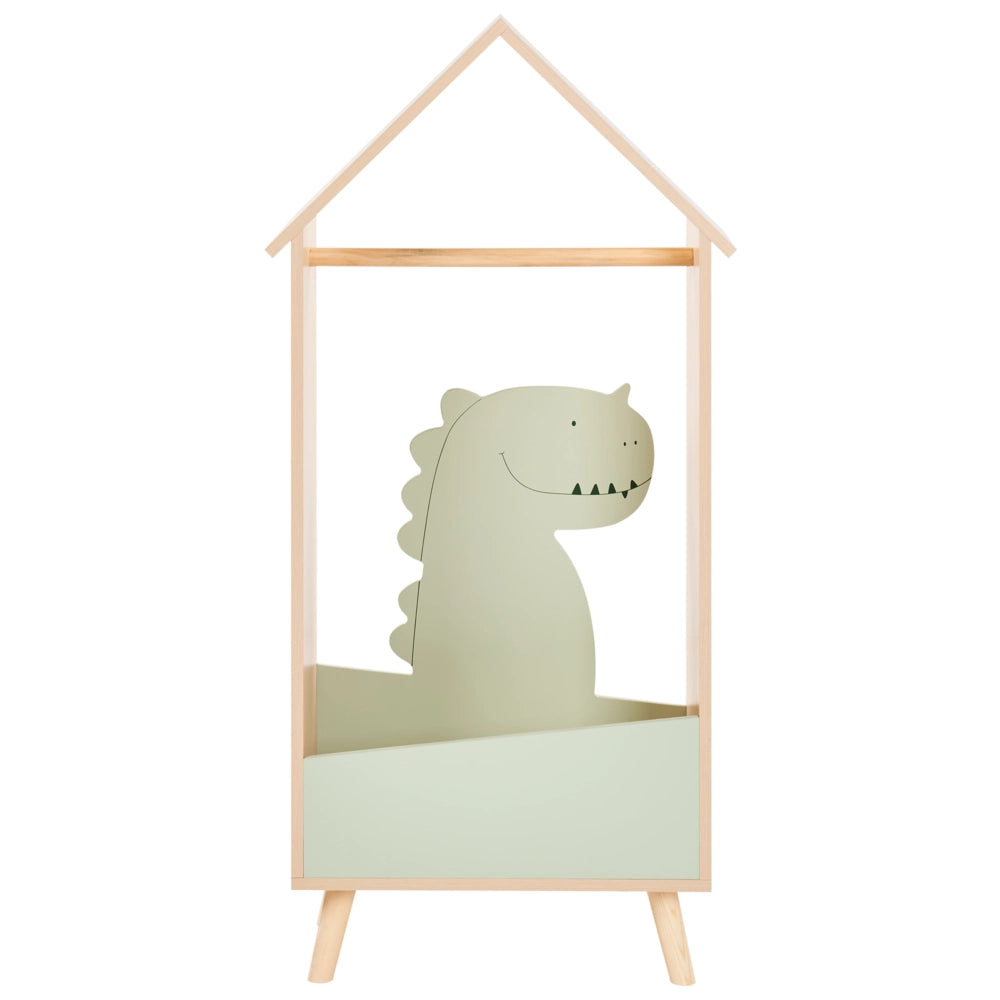 Appendiabiti in legno di pino verde chiaro MDF con motivo di dinosauro cameretta