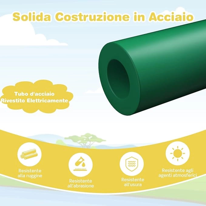 Cupola di Arrampicata, Struttura per Arrampicata con Scivolo, Capacità di Carico di 180 KG, per Bambini da 3 a 10 Anni, Ideale per Palestra, Cortile e Giardino (Verde+Giallo)