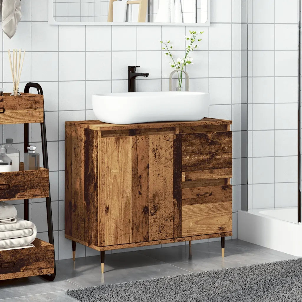 Armadietto da Bagno Legno Antico 65x33x60 cm in Truciolato 857223