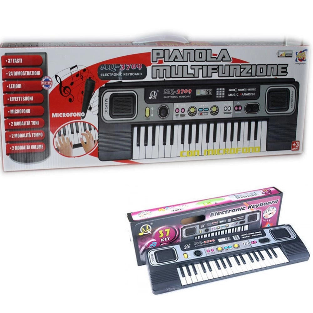 Trade Shop - Pianola Multifunzione Con Microfono 37 Note Tastiera Con 24 Dimostrazioni Sound -