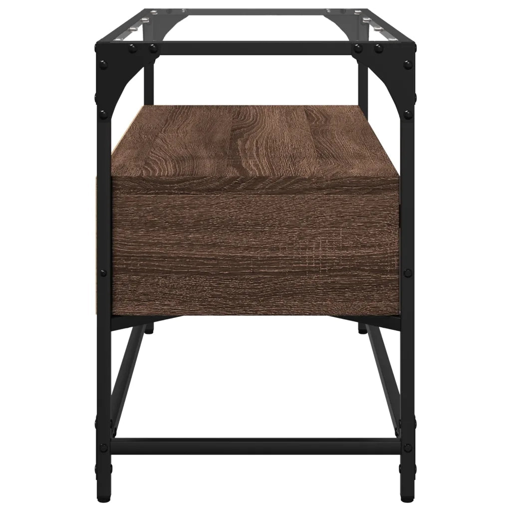 Mobile TV Piano-Credenza per TV-Console TV Vetro Rovere Marrone 80x35x51 Legno Multistrato