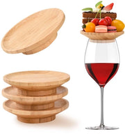 4 pezzi di stoppini per bicchiere di vetro di bambù, tovaglioli per bicchiere di vetro di carne, evitano che il vino rosso schizzi per tavolate di antipasti, dessert, feste di famiglia, ristoranti, bar