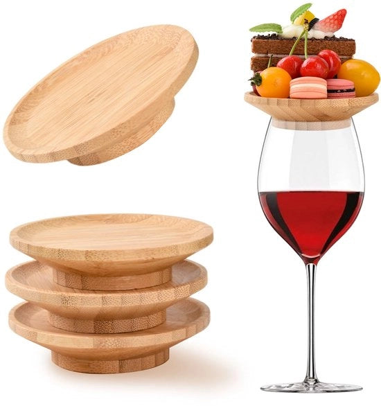 4 pezzi di stoppini per bicchiere di vetro di bambù, tovaglioli per bicchiere di vetro di carne, evitano che il vino rosso schizzi per tavolate di antipasti, dessert, feste di famiglia, ristoranti, bar
