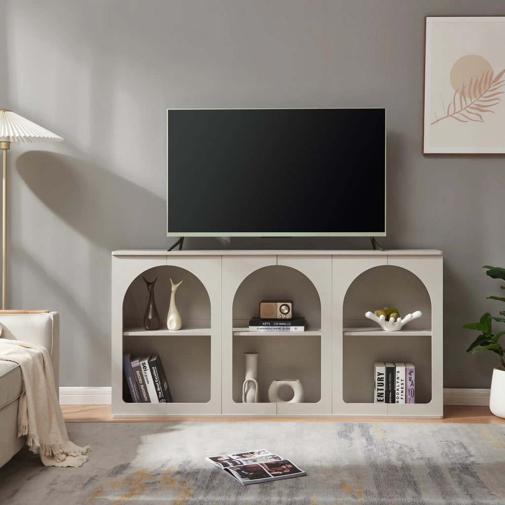 Credenza Trorhun Mobile Contenitore con Ripiano 160x30x80 cm - Grigio [en.casa]