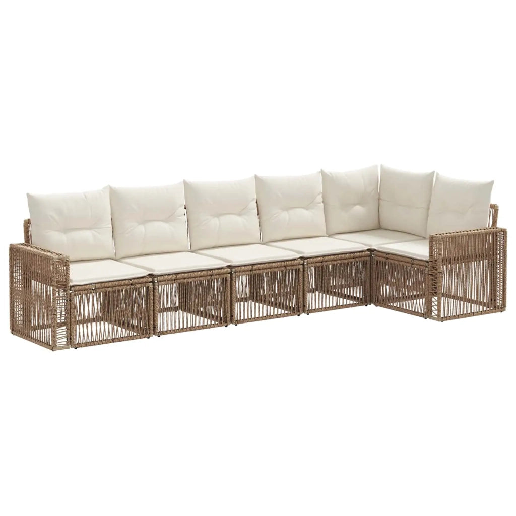 Set Divano da Giardino 6 pcs Beige e Bianco Crema polyrattan 3435129