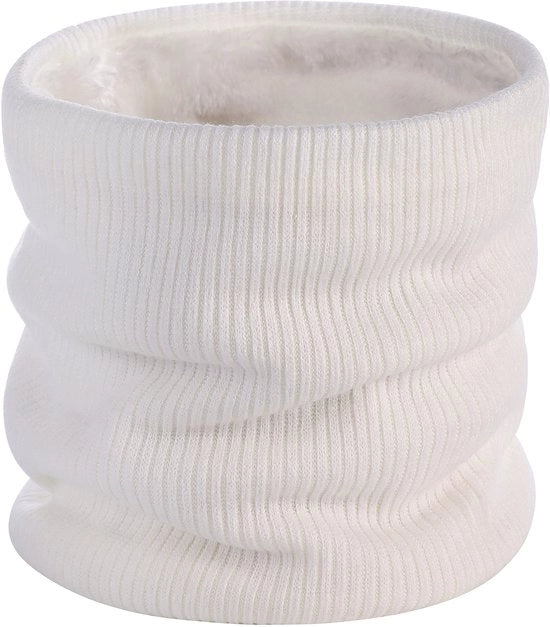 Schiacciafaccia impermeabile per uomo, sciarpa a forma di tubo per inverno, protezione calda per viso, sciarpa invernale con cappuccio, sciarpa elastica per protezione viso, sciarpa in fleece spessa e soffice, maschera per viso unisex - bianca