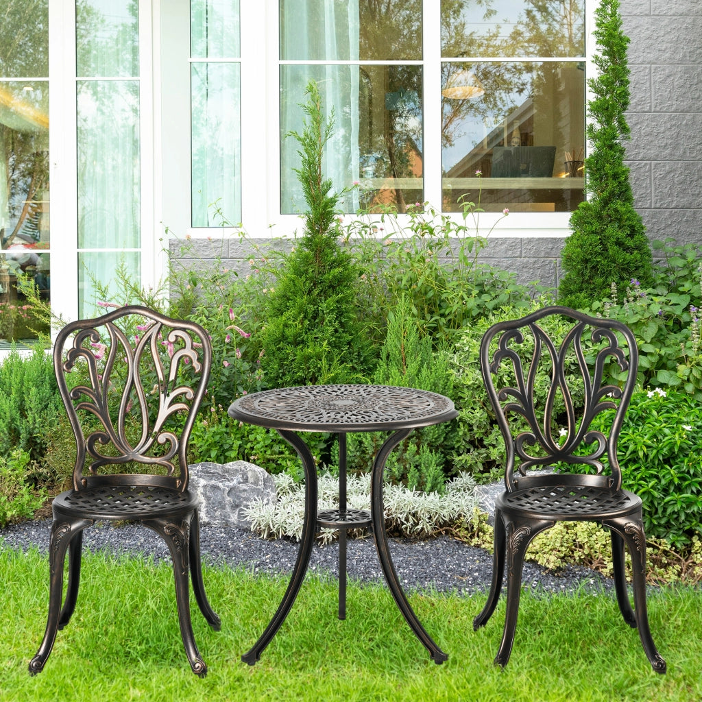 Set Giardino 2 Posti con Sedie e Tavolo Rotondo ¨C zephmum ¨C Fonte di Alluminio Bronzo