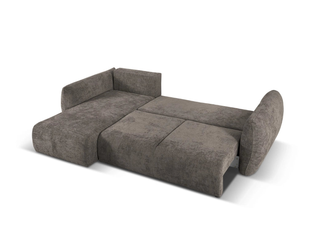 Cosmopolitan Design - Divano convertibile angolare sinistro con contenitore "Matera" 4 posti in ciniglia grigio 