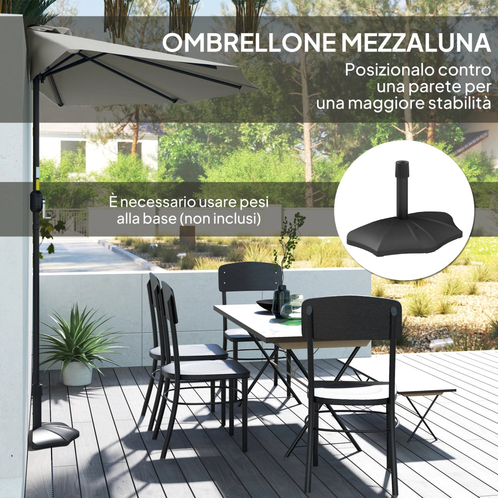 Ombrellone da Parete Mezzaluna ¨C zephmum ¨C Grigio Chiaro 2.7x2.4 m