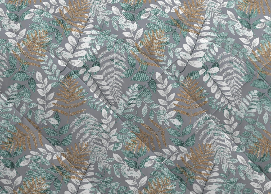Trapunta Piumone Invernale 300gr Cotone Made Italy Disegno Botanico Foglia - Piazza E Mezza - Foglia