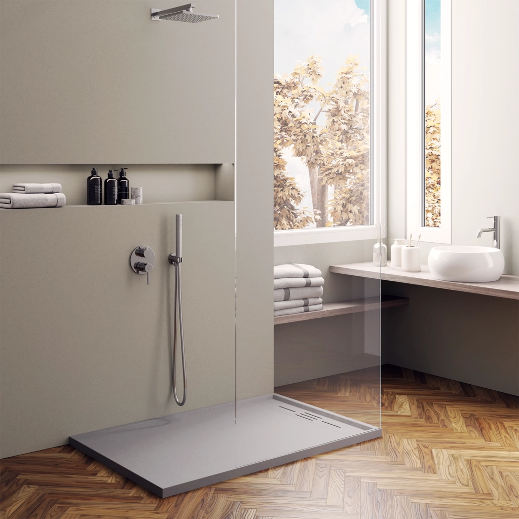 Piatto doccia 70x140 effetto pietra colore grigio | Spanios
