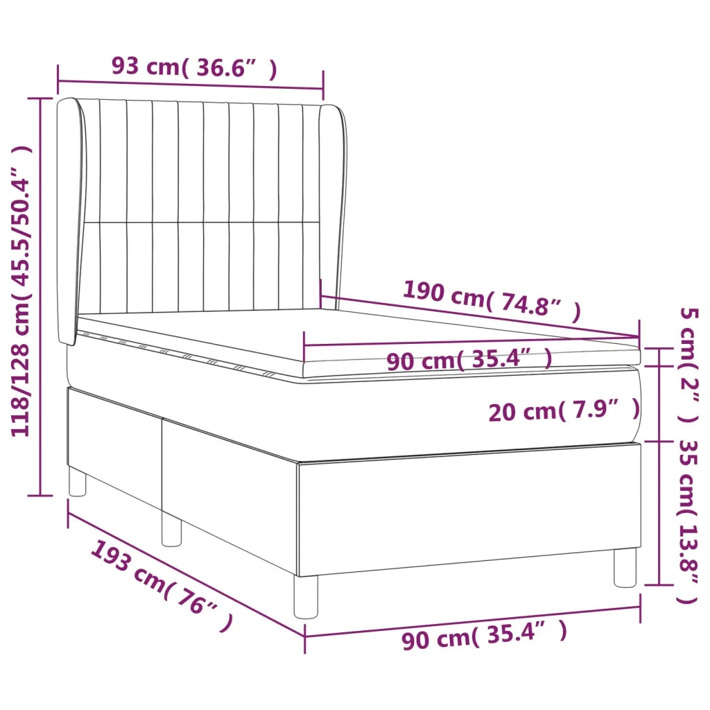 Giroletto a Molle con Materasso Rosa 90x190 cm in Velluto