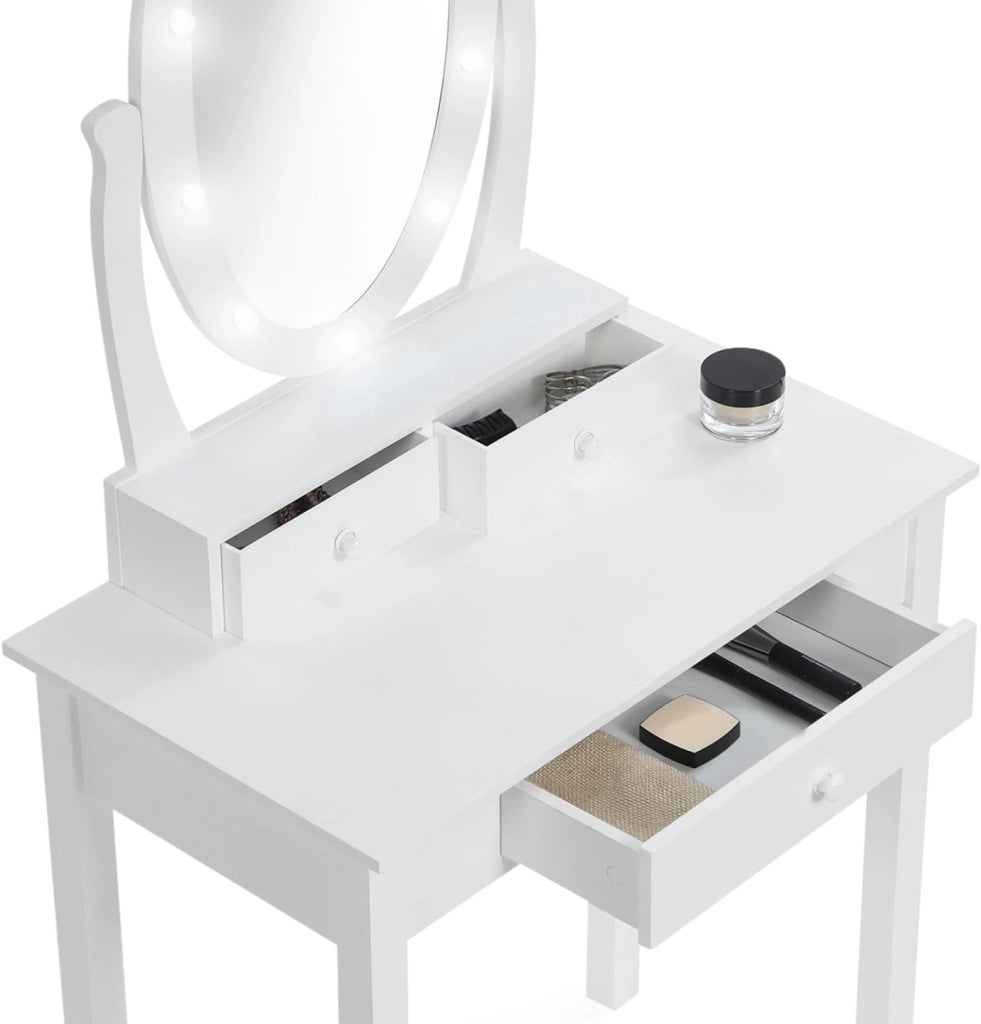 Toeletta con specchio LED e sgabello BELLA