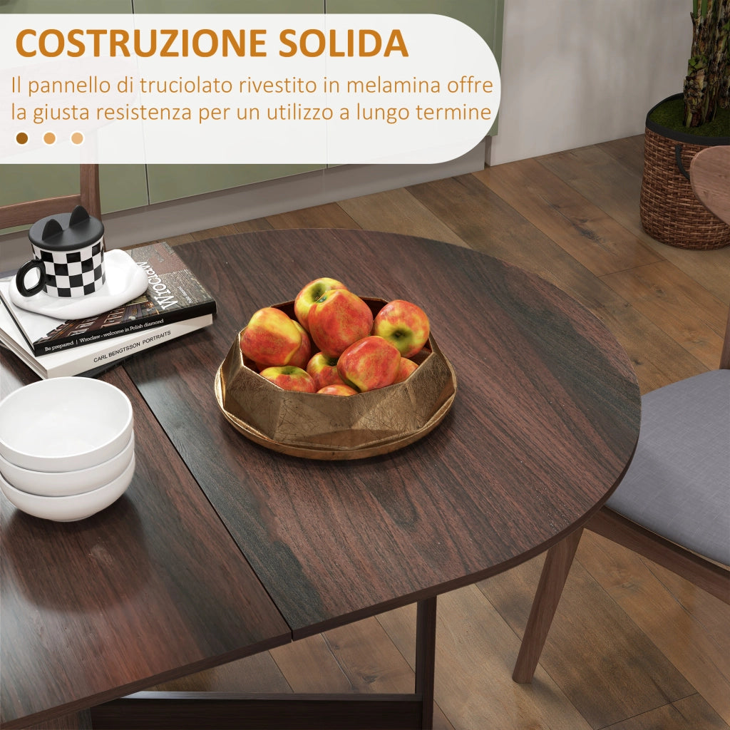 Tavolo Pieghevole Salvaspazio Ovale con 2 Ribalte ¨C Xylo ¨C Legno Marrone